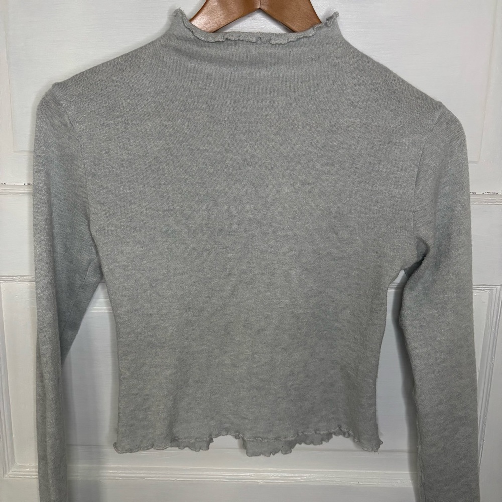 Lush Light Gray Long Sleeve Mock Neck Top